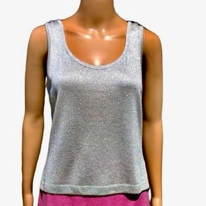 St. John Basics shiny metallic silver tank top sz p Pit to pit 18” chest:36”